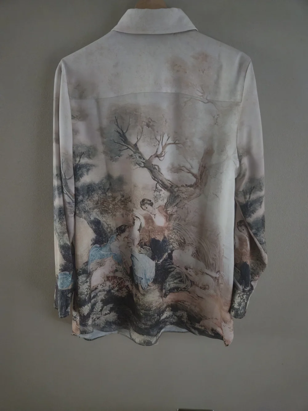 Soft Surroundings Sz L Pastoral Romanticism Antique Print Blouse Shirt Tunic
